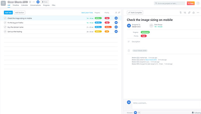 Task Details List View | Asana
